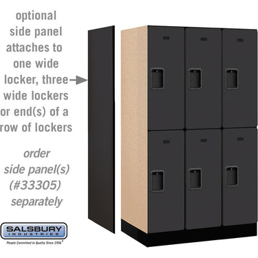 12-inch Wide Double Tier Designer Wood Locker - 3 Wide - 5 Feet High - 21-inch Deep by Salsbury – Black – Hasps by Salsbury (view 2)