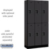12-inch Wide Double Tier Designer Wood Locker - 3 Wide - 6 Feet High - 15-inch Deep by Salsbury – Black – Hasps by Salsbury