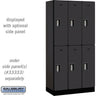 12-inch Wide Double Tier Designer Wood Locker - 3 Wide - 6 Feet High - 18-inch Deep by Salsbury – Black – Silver Electronic Locks by Salsbury
