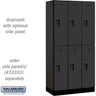12-inch Wide Double Tier Designer Wood Locker - 3 Wide - 6 Feet High - 18-inch Deep by Salsbury – Black – Hasps by Salsbury