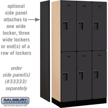 12-inch Wide Double Tier Designer Wood Locker - 3 Wide - 6 Feet High - 18-inch Deep by Salsbury – Black – Hasps by Salsbury (view 2)