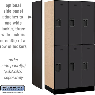 12-inch Wide Double Tier Designer Wood Locker - 3 Wide - 6 Feet High - 21-inch Deep by Salsbury – Black – Hasps by Salsbury (view 2)