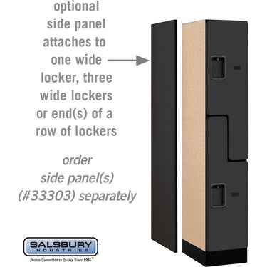 12-inch Wide Double Tier 'S' Style Designer Wood Locker - 1 Wide - 5 Feet High - 18-inch Deep by Salsbury – Black – Hasps by Salsbury (view 2)
