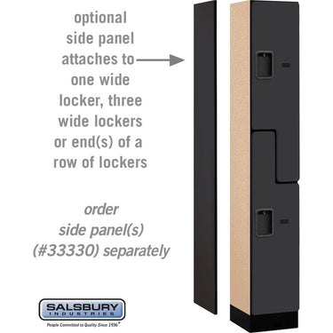 12-inch Wide Double Tier 'S' Style Designer Wood Locker - 1 Wide - 6 Feet High - 15-inch Deep by Salsbury – Black – Hasps by Salsbury (view 2)
