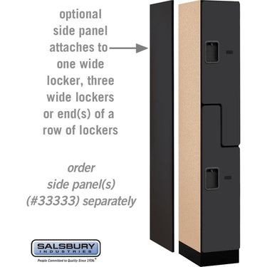 12-inch Wide Double Tier 'S' Style Designer Wood Locker - 1 Wide - 6 Feet High - 18-inch Deep by Salsbury – Black – Hasps by Salsbury (view 2)
