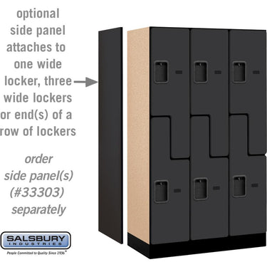 12-inch Wide Double Tier 'S' Style Designer Wood Locker - 3 Wide - 5 Feet High - 18-inch Deep by Salsbury – Black – Hasps by Salsbury (view 2)