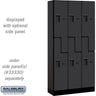 12-inch Wide Double Tier 'S' Style Designer Wood Locker - 3 Wide - 6 Feet High - 15-inch Deep by Salsbury – Black – Hasps by Salsbury