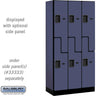 12-inch Wide Double Tier 'S' Style Designer Wood Locker - 3 Wide - 6 Feet High - 18-inch Deep by Salsbury – Blue – Hasps by Salsbury