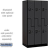 12-inch Wide Double Tier 'S' Style Designer Wood Locker - 3 Wide - 6 Feet High - 21-inch Deep by Salsbury – Black – Black Resettable Combination Locks by Salsbury