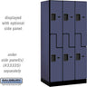 12-inch Wide Double Tier 'S' Style Designer Wood Locker - 3 Wide - 6 Feet High - 21-inch Deep by Salsbury – Blue – Hasps by Salsbury