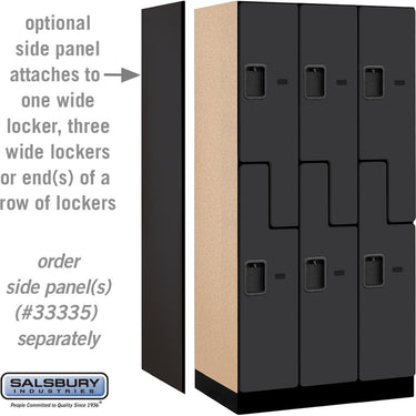12-inch Wide Double Tier 'S' Style Designer Wood Locker - 3 Wide - 6 Feet High - 21-inch Deep by Salsbury – Black – Hasps by Salsbury (view 2)