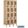 12-inch Wide Double Tier See-Through Metal Locker - 3 Wide - 6 Feet High - 15-inch Deep by Salsbury – Tan – Assembled by Salsbury