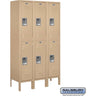 12-inch Wide Double Tier Standard Metal Locker - 3 Wide - 5 Feet High - 12-inch Deep by Salsbury – Tan – Assembled by Salsbury