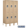 12-inch Wide Double Tier Standard Metal Locker - 3 Wide - 5 Feet High - 15-inch Deep by Salsbury – Tan – Assembled by Salsbury