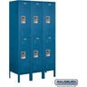 12-inch Wide Double Tier Standard Metal Locker - 3 Wide - 5 Feet High - 15-inch Deep by Salsbury – Blue – Assembled by Salsbury