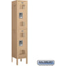 12-inch Wide Double Tier Vented Metal Locker - 1 Wide - 5 Feet High - 12-inch Deep by Salsbury – Tan – Assembled by Salsbury