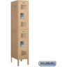 12-inch Wide Double Tier Vented Metal Locker - 1 Wide - 5 Feet High - 18-inch Deep by Salsbury – Tan – Assembled by Salsbury