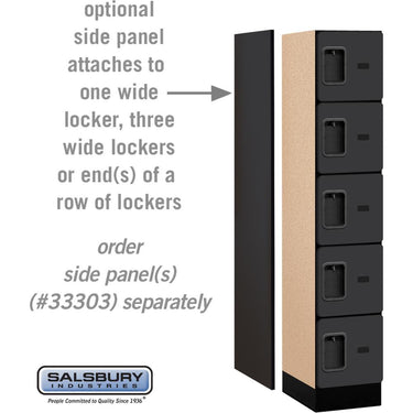 12-inch Wide Five Tier Box Style Designer Wood Locker - 1 Wide - 5 Feet High - 18-inch Deep by Salsbury – Black – Hasps by Salsbury (view 2)
