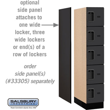 12-inch Wide Five Tier Box Style Designer Wood Locker - 1 Wide - 5 Feet High - 21-inch Deep by Salsbury – Black – Hasps by Salsbury (view 2)