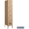12-inch Wide Five Tier Box Style Vented Metal Locker - 1 Wide - 5 Feet High - 18-inch Deep by Salsbury – Tan – Assembled by Salsbury