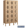 12-inch Wide Five Tier Box Style Vented Metal Locker - 3 Wide - 5 Feet High - 12-inch Deep by Salsbury – Tan – Assembled by Salsbury