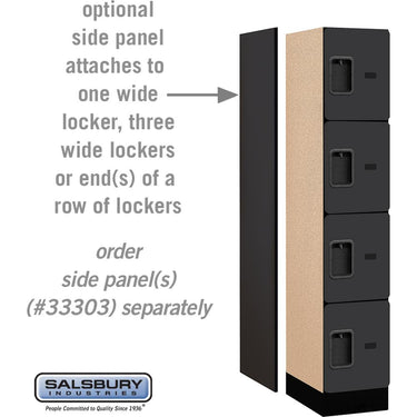 12-inch Wide Four Tier Designer Wood Locker - 1 Wide - 5 Feet High - 18-inch Deep by Salsbury – Black – Hasps by Salsbury (view 2)