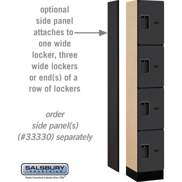 12-inch Wide Four Tier Designer Wood Locker - 1 Wide - 6 Feet High - 15-inch Deep by Salsbury – Black – Hasps by Salsbury (view 2)