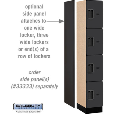 12-inch Wide Four Tier Designer Wood Locker - 1 Wide - 6 Feet High - 18-inch Deep by Salsbury – Black – Hasps by Salsbury (view 2)