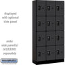 12-inch Wide Four Tier Designer Wood Locker - 3 Wide - 6 Feet High - 15-inch Deep by Salsbury – Black – Black Resettable Combination Locks by Salsbury