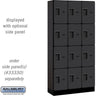 12-inch Wide Four Tier Designer Wood Locker - 3 Wide - 6 Feet High - 15-inch Deep by Salsbury – Black – Hasps by Salsbury