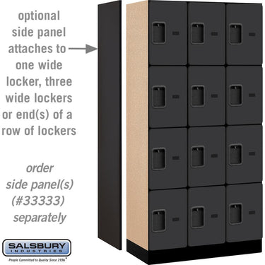 12-inch Wide Four Tier Designer Wood Locker - 3 Wide - 6 Feet High - 18-inch Deep by Salsbury – Black – Hasps by Salsbury (view 2)