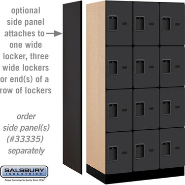 12-inch Wide Four Tier Designer Wood Locker - 3 Wide - 6 Feet High - 21-inch Deep by Salsbury – Black – Hasps by Salsbury (view 2)