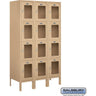 12-inch Wide Four Tier See-Through Metal Locker - 3 Wide - 5 Feet High - 15-inch Deep by Salsbury – Tan – Assembled by Salsbury