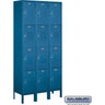 12-inch Wide Four Tier Standard Metal Locker - 3 Wide - 6 Feet High - 12-inch Deep by Salsbury – Blue – Assembled by Salsbury