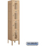 12-inch Wide Four Tier Vented Metal Locker - 1 Wide - 5 Feet High - 15-inch Deep by Salsbury – Tan – Assembled by Salsbury