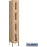 12-inch Wide Four Tier Vented Metal Locker - 1 Wide - 6 Feet High - 15-inch Deep by Salsbury – Tan – Assembled by Salsbury