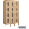 12-inch Wide Four Tier Vented Metal Locker - 3 Wide - 5 Feet High - 18-inch Deep by Salsbury – Tan – Assembled by Salsbury