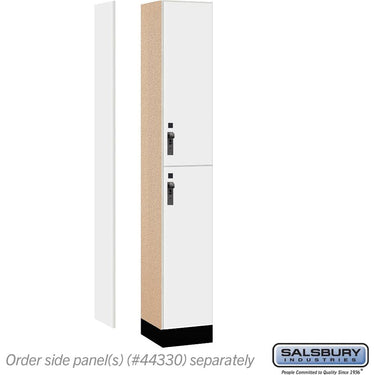 12-inch Wide Premier Wood Locker - Double Tier-1 Wide - 6 Feet High - 15-inch Deep by Salsbury – Arctic White – Black Hasps by Salsbury (view 2)