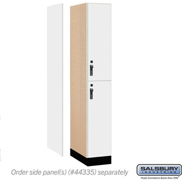 12-inch Wide Premier Wood Locker - Double Tier-1 Wide - 6 Feet High - 21-inch Deep by Salsbury – Arctic White – Black Hasps by Salsbury (view 2)