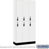 12-inch Wide Premier Wood Locker - Double Tier-3 Wide - 6 Feet High - 15-inch Deep by Salsbury – Arctic White – Black Resettable Combination Locks by Salsbury