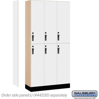 12-inch Wide Premier Wood Locker - Double Tier-3 Wide - 6 Feet High - 15-inch Deep by Salsbury – Arctic White – Black Hasps by Salsbury (view 2)