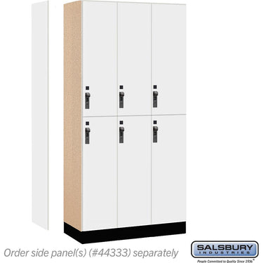 12-inch Wide Premier Wood Locker - Double Tier-3 Wide - 6 Feet High - 18-inch Deep by Salsbury – Arctic White – Black Hasps by Salsbury (view 2)
