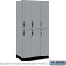 12-inch Wide Premier Wood Locker - Double Tier-3 Wide - 6 Feet High - 21-inch Deep by Salsbury – Winter Fog – Black Hasps by Salsbury