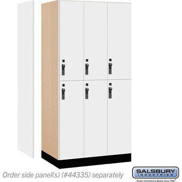12-inch Wide Premier Wood Locker - Double Tier-3 Wide - 6 Feet High - 21-inch Deep by Salsbury – Arctic White – Black Hasps by Salsbury (view 2)