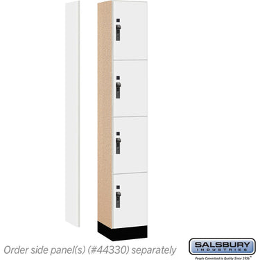 12-inch Wide Premier Wood Locker - Four Tier-1 Wide - 6 Feet High - 15-inch Deep by Salsbury – Arctic White – Black Hasps by Salsbury (view 2)
