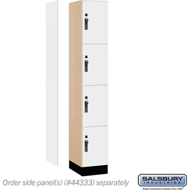 12-inch Wide Premier Wood Locker - Four Tier-1 Wide - 6 Feet High - 18-inch Deep by Salsbury – Arctic White – Black Hasps by Salsbury (view 2)