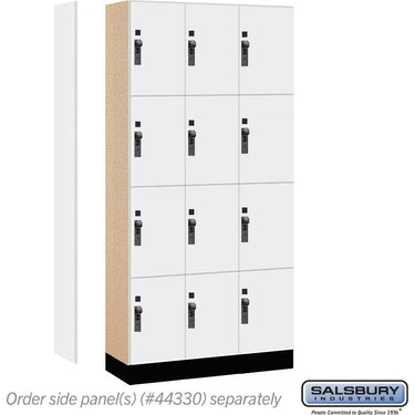 12-inch Wide Premier Wood Locker - Four Tier-3 Wide - 6 Feet High - 15-inch Deep by Salsbury – Arctic White – Black Hasps by Salsbury (view 2)
