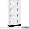 12-inch Wide Premier Wood Locker - Four Tier-3 Wide - 6 Feet High - 18-inch Deep by Salsbury – Arctic White – Black Hasps by Salsbury