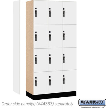 12-inch Wide Premier Wood Locker - Four Tier-3 Wide - 6 Feet High - 18-inch Deep by Salsbury – Arctic White – Black Hasps by Salsbury (view 2)