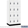 12-inch Wide Premier Wood Locker - Four Tier-3 Wide - 6 Feet High - 21-inch Deep by Salsbury – Arctic White – Black Resettable Combination Locks by Salsbury
